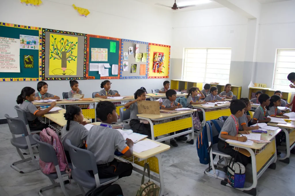 Middle school classroom at Brigade Public School, Gurramguda campus