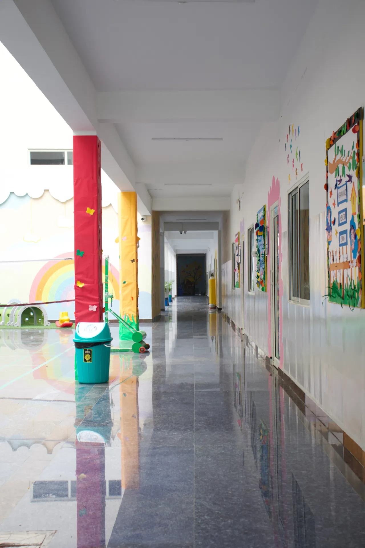 Corridor with art at Brigade Public School, Gurramguda campus