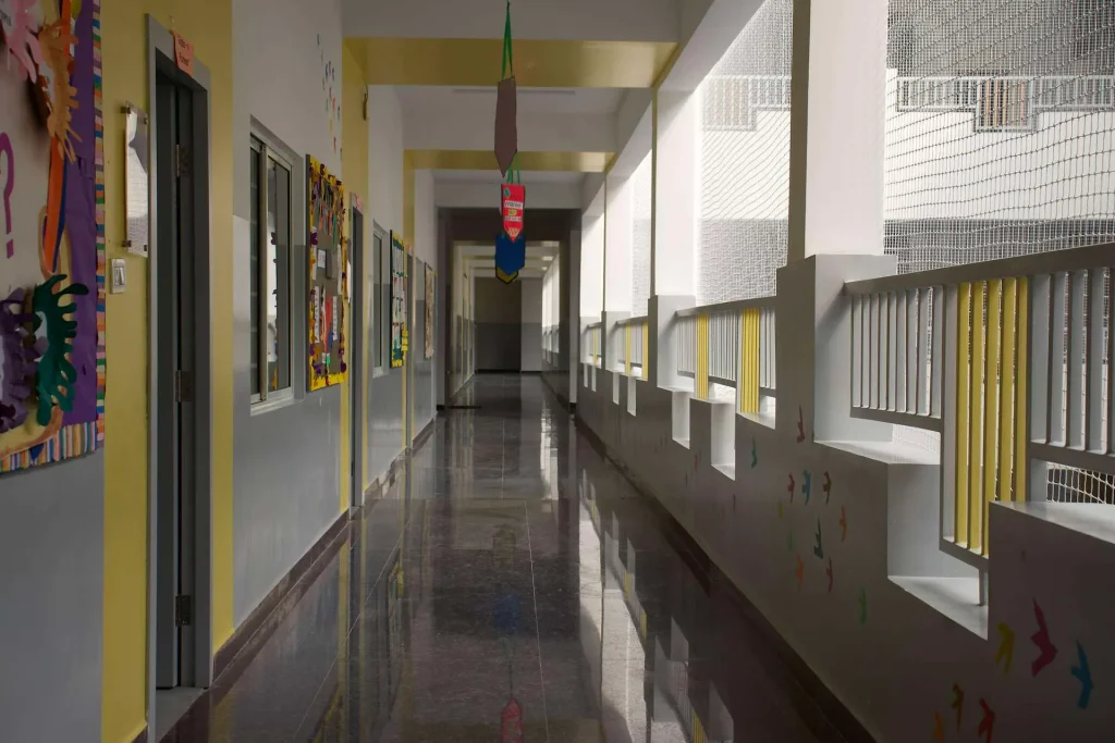 School hallway at Brigade Public School, Gurramguda campus