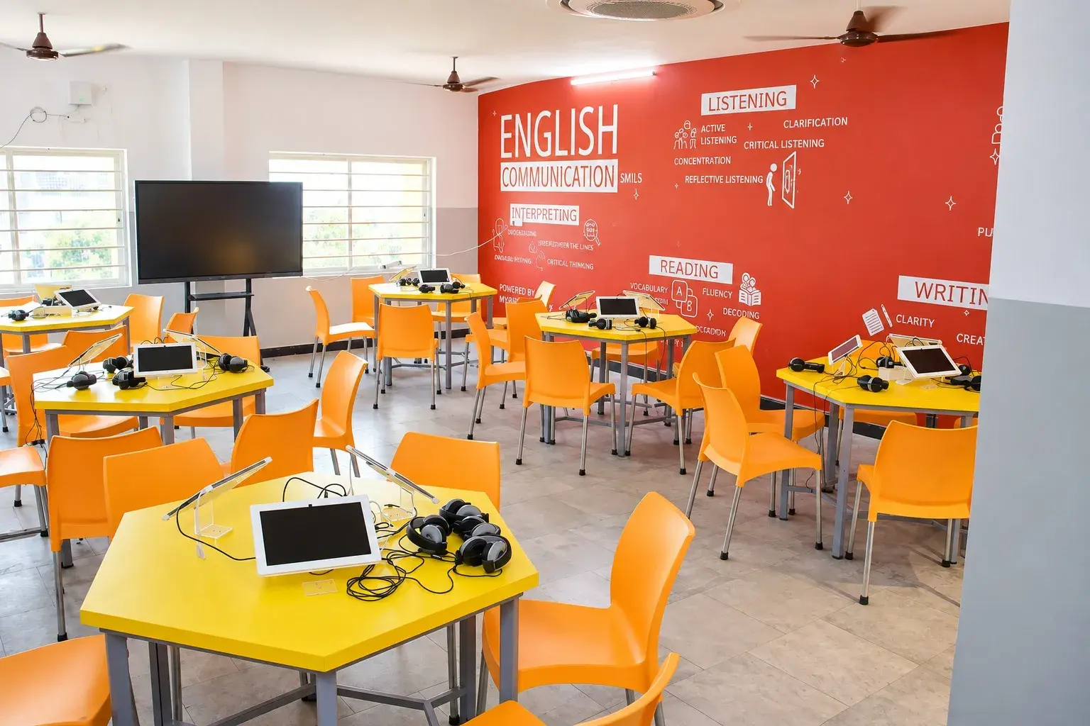 English lab activity room at Brigade Public School, Gurramguda campus