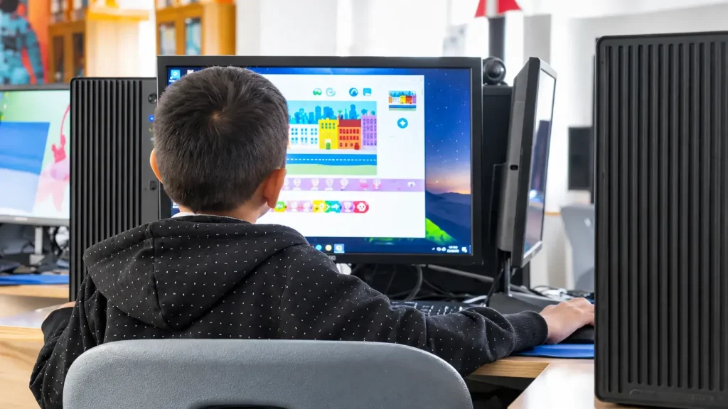 Young Student in a Colourful Computer Lab